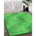 Patterned Neon Green Rug in Family Room, pat1091grn