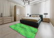 Patterned Neon Green Rug in a Bedroom, pat1091grn