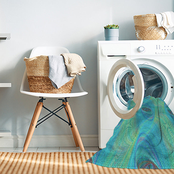 Machine Washable Transitional Bright Turquoise Blue Rug in a Washing Machine, wshpat1091lblu