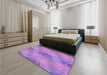 Patterned Bright Lilac Purple Rug in a Bedroom, pat1091pur