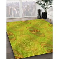 Patterned Dark Golden Brown Rug, pat1091yw