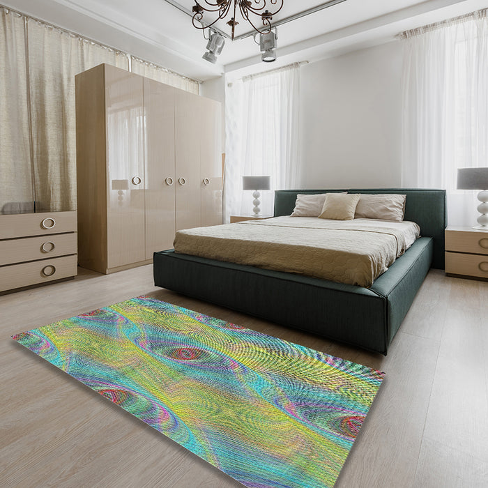Machine Washable Transitional Light Green Rug in a Bedroom, wshpat1091