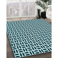 Patterned Deep-Sea Blue Rug, pat1092lblu