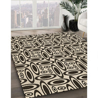 Patterned Deep Peach Orange Rug, pat1093brn