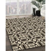 Patterned Deep Peach Orange Rug in Family Room, pat1093brn