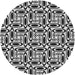 Square Patterned Charcoal Black Rug, pat1093gry