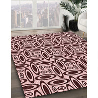 Patterned Deep Rose Pink Rug, pat1093rd