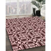 Patterned Deep Rose Pink Rug in Family Room, pat1093rd