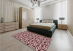 Patterned Deep Rose Pink Rug in a Bedroom, pat1093rd