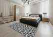 Patterned Charcoal Black Novelty Rug in a Bedroom, pat1093