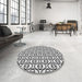 Round Patterned Platinum Gray Novelty Rug in a Office, pat1094