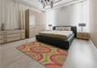 Patterned Red Rug in a Bedroom, pat1095brn