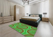 Patterned Seaweed Green Rug in a Bedroom, pat1095grn