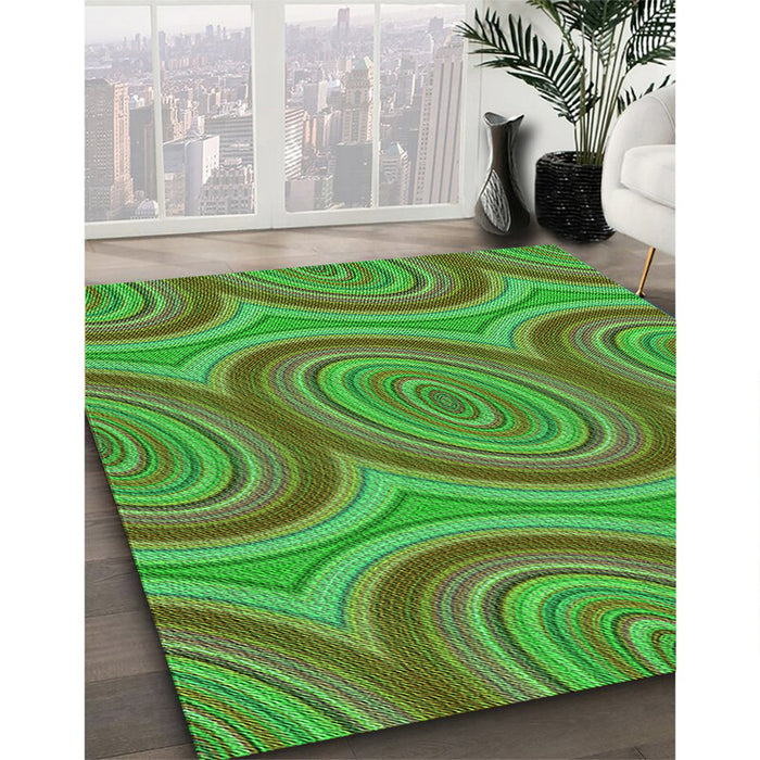 Machine Washable Transitional Seaweed Green Rug in a Family Room, wshpat1095grn