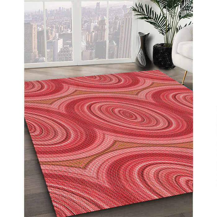 Patterned Red Rug in Family Room, pat1095rd