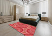 Round Machine Washable Transitional Red Rug in a Office, wshpat1095rd