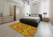 Patterned Red Rug in a Bedroom, pat1095yw