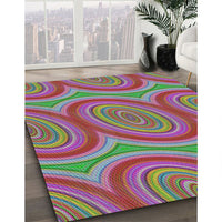 Patterned Green Modern Rug, pat1095