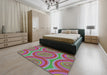 Patterned Green Modern Rug in a Bedroom, pat1095