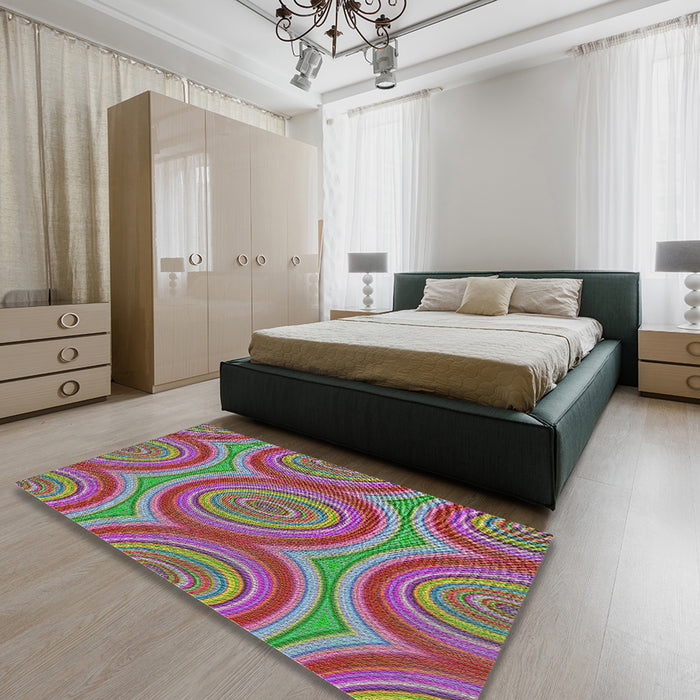 Machine Washable Transitional Green Rug in a Bedroom, wshpat1095