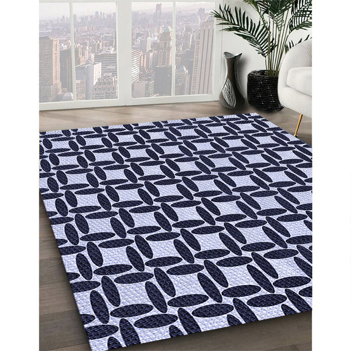 Patterned Night Blue Rug in Family Room, pat1096blu