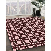 Patterned Pink Daisy Pink Rug, pat1096rd