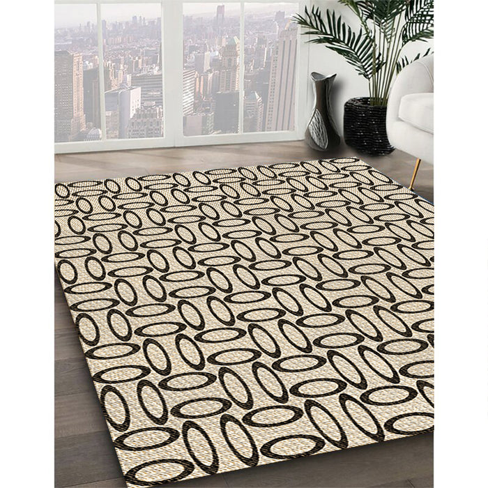 Patterned Vanilla Gold Rug in Family Room, pat1097brn