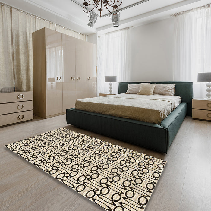 Patterned Vanilla Gold Rug in a Bedroom, pat1097brn