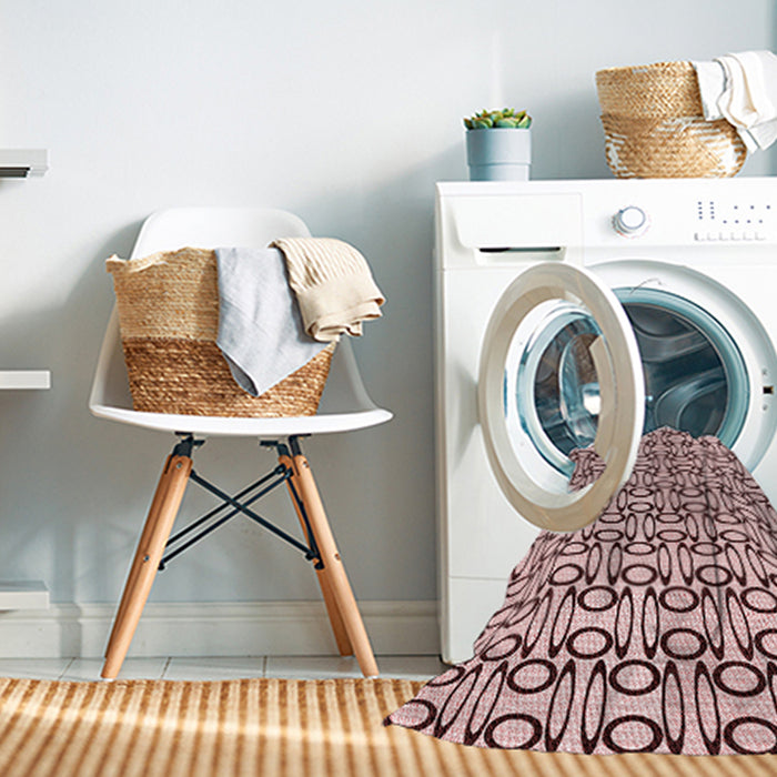 Machine Washable Transitional Brown Red Rug in a Washing Machine, wshpat1097rd