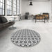 Round Patterned Platinum Gray Novelty Rug in a Office, pat1097