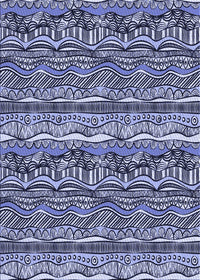 Machine Washable Transitional Blue Rug, wshpat1098blu