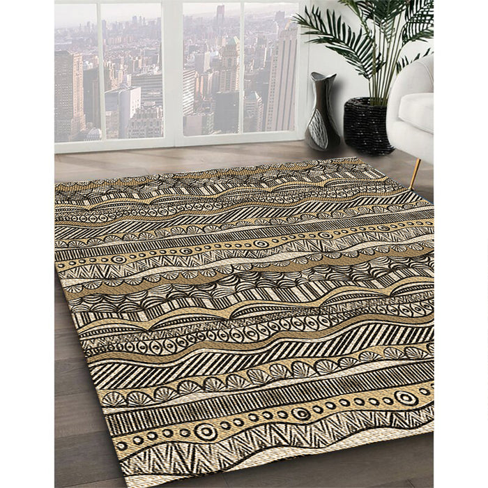 Machine Washable Transitional Chocolate Brown Rug in a Family Room, wshpat1098brn
