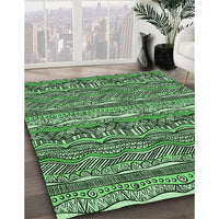 Patterned Dark Forest Green Rug, pat1098grn