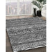 Patterned Metallic Silver Gray Rug in Family Room, pat1098gry