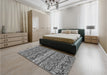 Patterned Metallic Silver Gray Rug in a Bedroom, pat1098gry