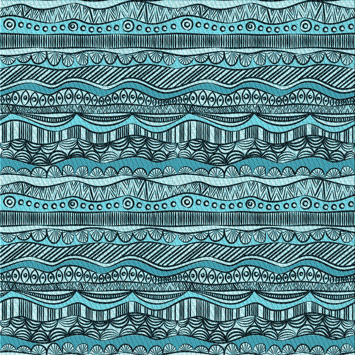 Round Patterned Deep-Sea Blue Rug, pat1098lblu