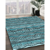 Patterned Deep-Sea Blue Rug, pat1098lblu