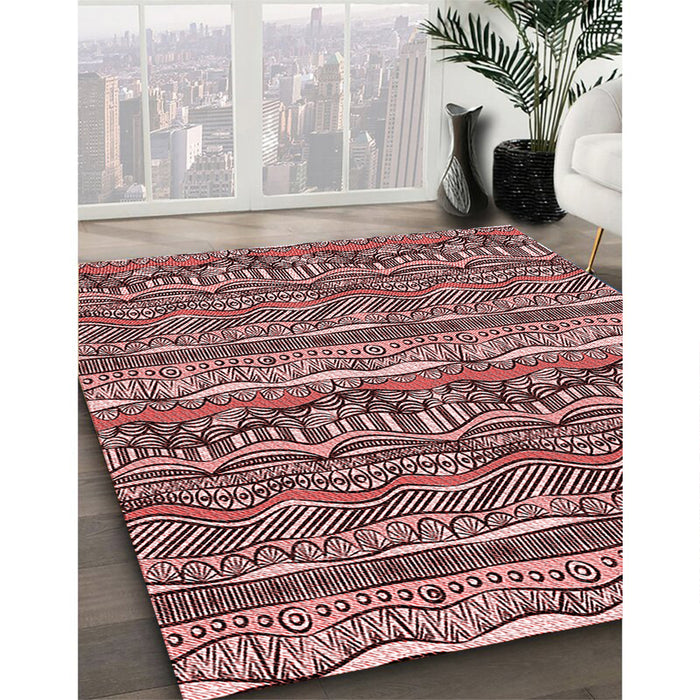 Machine Washable Transitional Pastel Pink Rug in a Family Room, wshpat1098rd