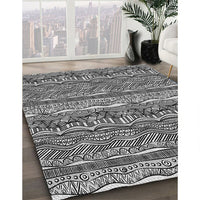 Patterned Charcoal Black Novelty Rug, pat1098