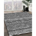 Patterned Charcoal Black Novelty Rug in Family Room, pat1098