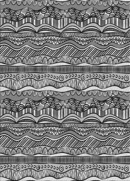 Patterned Charcoal Black Novelty Rug, pat1098