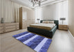 Patterned Sky Blue Rug in a Bedroom, pat1099blu