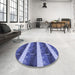 Round Patterned Sky Blue Rug in a Office, pat1099blu