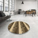 Round Patterned Metallic Gold Rug in a Office, pat1099brn