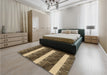 Patterned Metallic Gold Rug in a Bedroom, pat1099brn