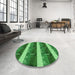 Round Patterned Green Rug in a Office, pat1099grn