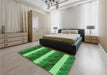 Patterned Green Rug in a Bedroom, pat1099grn