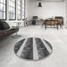 Round Patterned Dark Gray Rug in a Office, pat1099gry