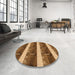 Round Patterned Orange Rug in a Office, pat1099org