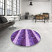 Round Patterned Purple Rug in a Office, pat1099pur